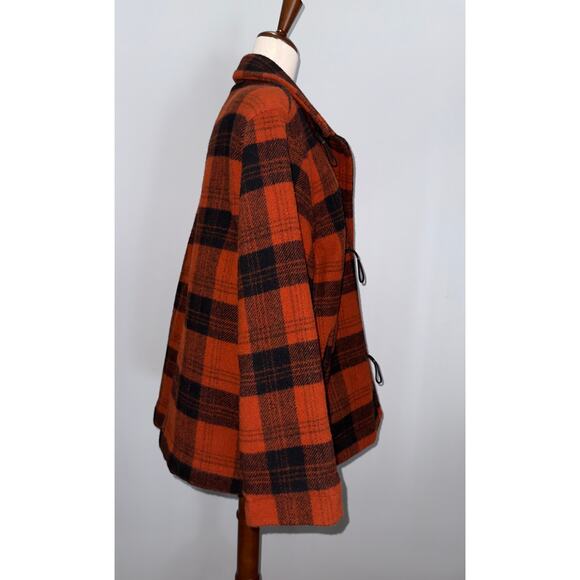 WOOLRICH vintage orange/black wool toggle jacket - size XL - Picture 3 of 14
